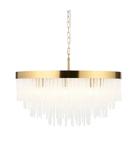 Anistoria Grand Pendant Ceiling Light Brushed Aged Brass Plate & Clear Glass 9x E14-1