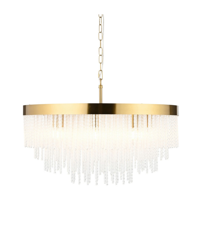 Anistoria Grand Pendant Ceiling Light Brushed Aged Brass Plate & Clear Glass 9x E14-1