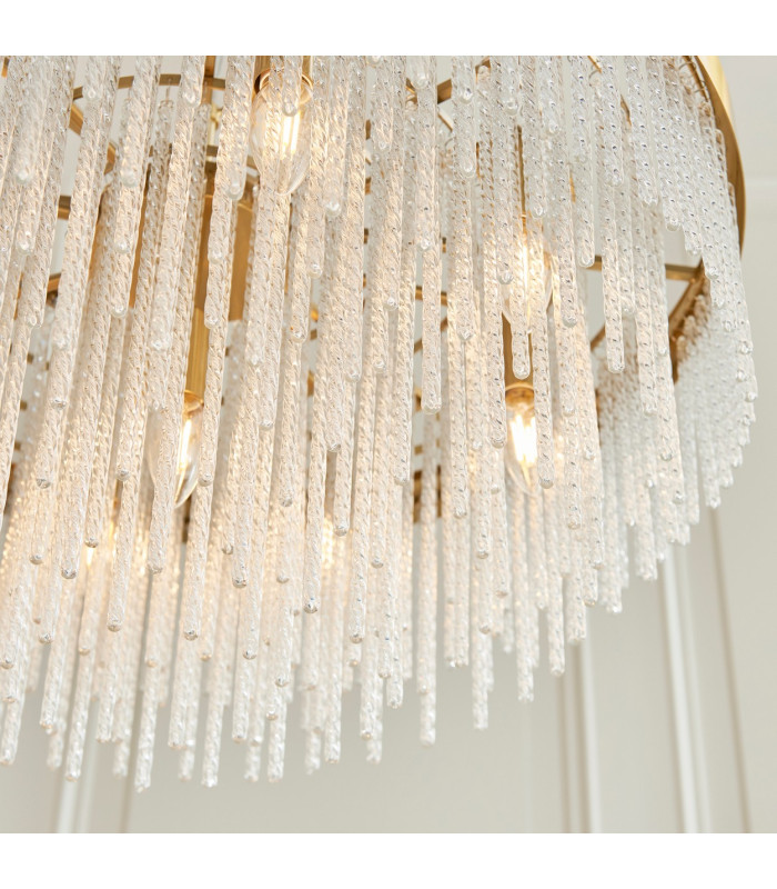 Anistoria Grand Pendant Ceiling Light Brushed Aged Brass Plate & Clear Glass 9x E14-6