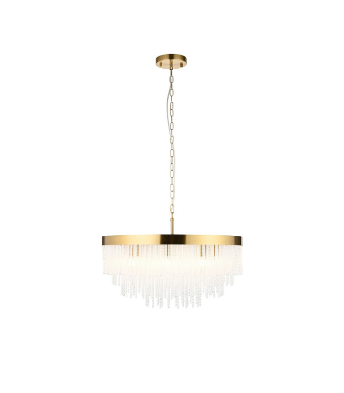 Anistoria Grand Pendant Ceiling Light Brushed Aged Brass Plate & Clear Glass 9x E14-8
