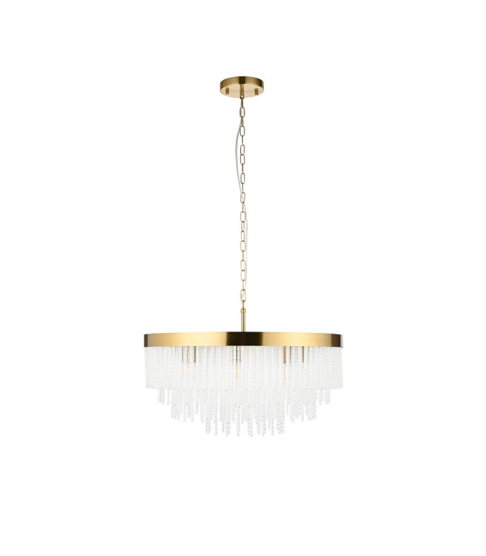 Anistoria Grand Pendant Ceiling Light Brushed Aged Brass Plate & Clear Glass 9x E14-9