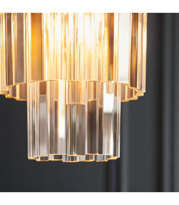 Conaston Pendant Ceiling Light Brushed Aged Brass Plate & Clear Cut Glass E27-6