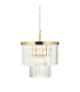 Conaston Pendant Ceiling Light Brushed Aged Brass Plate & Clear Cut Glass 4x E14-1