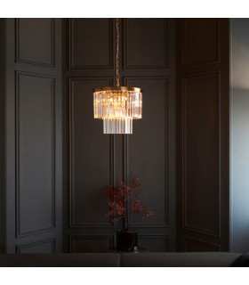 Conaston Pendant Ceiling Light Brushed Aged Brass Plate & Clear Cut Glass 4x E14-2