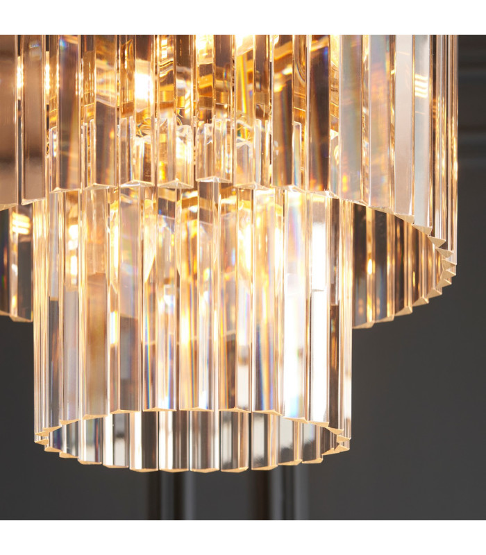 Conaston Pendant Ceiling Light Brushed Aged Brass Plate & Clear Cut Glass 4x E14-4