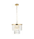 Conaston Pendant Ceiling Light Brushed Aged Brass Plate & Clear Cut Glass 4x E14-7