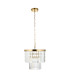 Conaston Pendant Ceiling Light Brushed Aged Brass Plate & Clear Cut Glass 4x E14-8