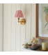 Burley Rechargeable Brushed Aged Brass Plate Wall Light with Coral Pink Fabric Ripple Shade 16cm Integrated LED-3