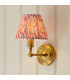 Burley Rechargeable Brushed Aged Brass Plate Wall Light with Coral Pink Fabric Ripple Shade 16cm Integrated LED-4