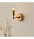 Burley Rechargeable Brushed Aged Brass Plate Wall Light with Coral Pink Fabric Ripple Shade 16cm Integrated LED-5