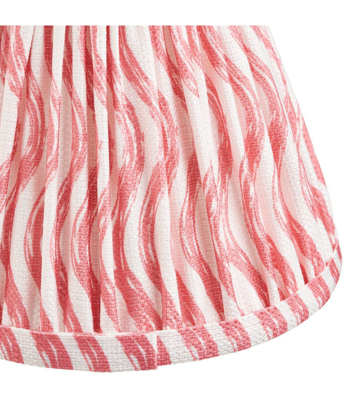Burley Rechargeable Brushed Aged Brass Plate Wall Light with Coral Pink Fabric Ripple Shade 16cm Integrated LED-8