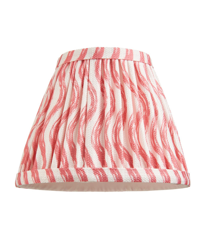 Burley Rechargeable Brushed Aged Brass Plate Wall Light with Coral Pink Fabric Ripple Shade 16cm Integrated LED-9
