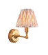 Burley Rechargeable Brushed Aged Brass Plate Wall Light with Neutral Print Fabric Ikat Shade 16cm Integrated LED-1