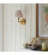 Burley Rechargeable Brushed Aged Brass Plate Wall Light with Neutral Print Fabric Ikat Shade 16cm Integrated LED-3