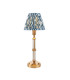 Morton Rechargeable Brushed Aged Brass Plate Table Lamp with Marlin Blue Fabric Ripple Shade 16cm Integrated LED-1