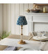 Morton Rechargeable Brushed Aged Brass Plate Table Lamp with Marlin Blue Fabric Ripple Shade 16cm Integrated LED-3