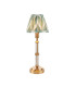 Morton Rechargeable Brushed Aged Brass Plate Table Lamp with Cotswold Green Fabric Zigzag Shade 16cm Integrated LED-1