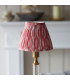 Morton Rechargeable Brushed Aged Brass Plate Table Lamp with Coral Pink Fabric Ikat Shade 16cm Integrated LED-4