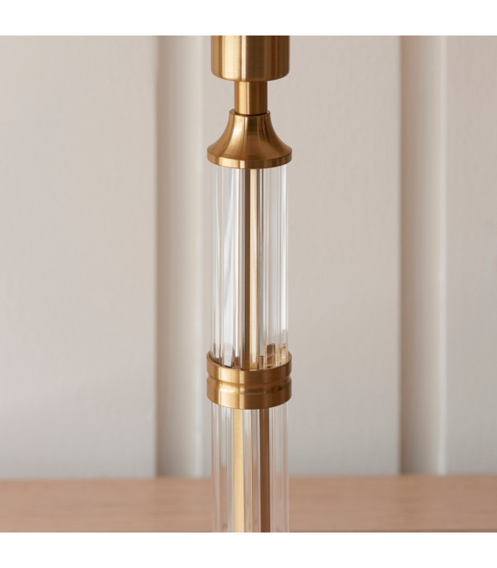 Morton Rechargeable Brushed Aged Brass Plate Table Lamp with Coral Pink Fabric Ikat Shade 16cm Integrated LED-6