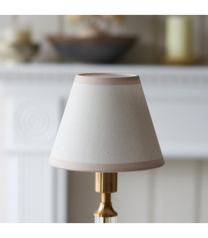 Morton Rechargeable Brushed Aged Brass Plate Table Lamp with Vintage White Fabric Ivy Shade 16cm Integrated LED-4
