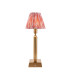 Trobridge Rechargeable Brushed Aged Brass Plate Table Lamp with Coral Pink Fabric Ikat Shade 16cm Integrated LED-1
