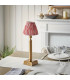 Trobridge Rechargeable Brushed Aged Brass Plate Table Lamp with Coral Pink Fabric Ikat Shade 16cm Integrated LED-3