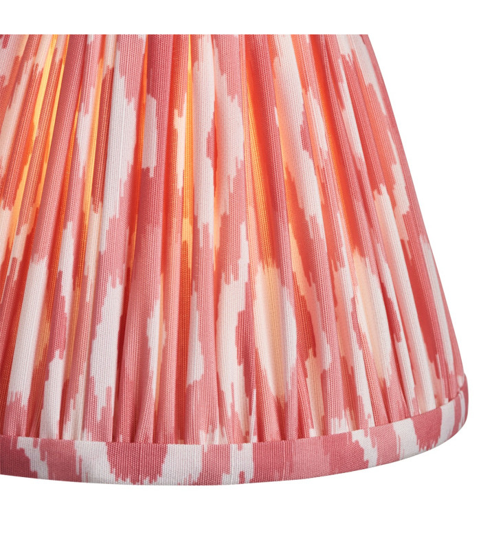 Trobridge Rechargeable Brushed Aged Brass Plate Table Lamp with Coral Pink Fabric Ikat Shade 16cm Integrated LED-8