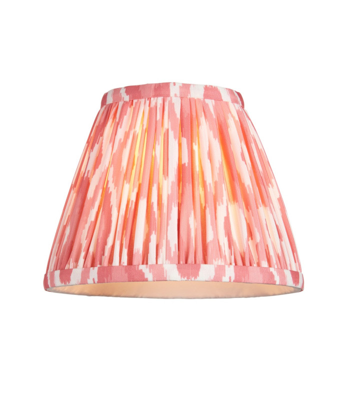Trobridge Rechargeable Brushed Aged Brass Plate Table Lamp with Coral Pink Fabric Ikat Shade 16cm Integrated LED-9