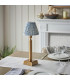 Trobridge Rechargeable Brushed Aged Brass Plate Table Lamp with Shell Bay Blue Fabric Leaf Shade 16cm Integrated LED-3