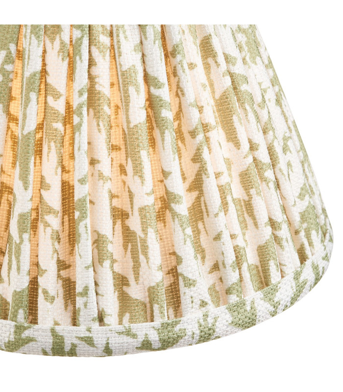 Trobridge Rechargeable Brushed Aged Brass Plate Table Lamp with Herb Garden Green Fabric Leaf Shade 16cm Integrated LED-8