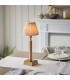 Trobridge Rechargeable Brushed Aged Brass Plate Table Lamp with Peachy Keen Fabric Leaf Shade 16cm Integrated LED-2