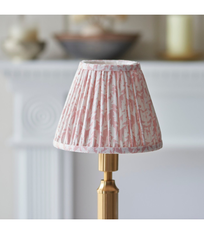 Trobridge Rechargeable Brushed Aged Brass Plate Table Lamp with Peachy Keen Fabric Leaf Shade 16cm Integrated LED-4