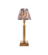 Trobridge Rechargeable Brushed Aged Brass Plate Table Lamp with Pearl Grey Fabric Ikat Shade 16cm Integrated LED-1