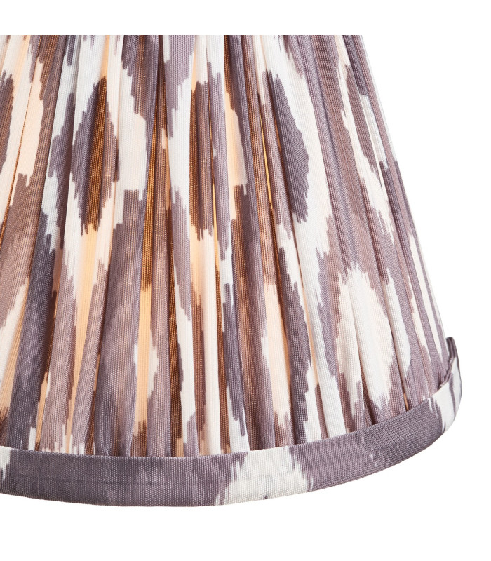 Trobridge Rechargeable Brushed Aged Brass Plate Table Lamp with Pearl Grey Fabric Ikat Shade 16cm Integrated LED-8