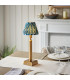 Trobridge Rechargeable Brushed Aged Brass Plate Table Lamp with Marlin Blue Fabric Ikat Shade 16cm Integrated LED-2