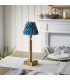 Trobridge Rechargeable Brushed Aged Brass Plate Table Lamp with Marlin Blue Fabric Ikat Shade 16cm Integrated LED-3
