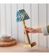 Trobridge Rechargeable Brushed Aged Brass Plate Table Lamp with Marlin Blue Fabric Ikat Shade 16cm Integrated LED-4