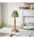 Trobridge Rechargeable Brushed Aged Brass Plate With Yellow Table Lamp with Jade Fabric Ikat Shade 16cm Integrated LED-3