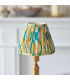 Trobridge Rechargeable Brushed Aged Brass Plate With Yellow Table Lamp with Jade Fabric Ikat Shade 16cm Integrated LED-4