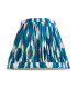 Trobridge Rechargeable Brushed Aged Brass Plate Table Lamp with Marlin Blue Fabric Ikat Shade 16cm Integrated LED-9