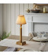 Trobridge Rechargeable Brushed Aged Brass Plate Table Lamp with Vintage White Fabric Ivy Shade 16cm Integrated LED-2
