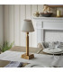 Trobridge Rechargeable Brushed Aged Brass Plate Table Lamp with Vintage White Fabric Ivy Shade 16cm Integrated LED-3