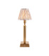 Trobridge Rechargeable Brushed Aged Brass Plate Table Lamp with Neutral Print Fabric Ikat Shade 16cm Integrated LED-1