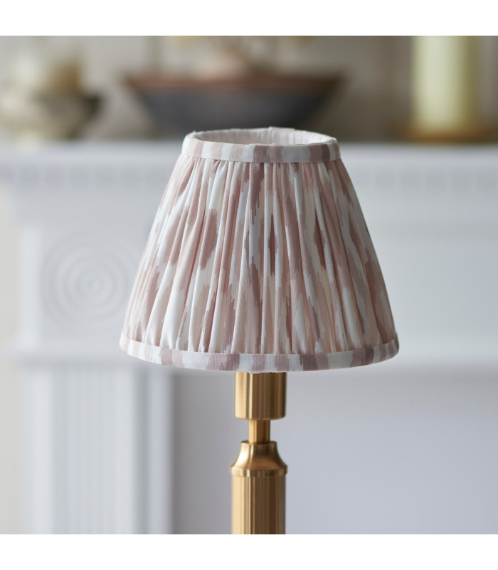 Trobridge Rechargeable Brushed Aged Brass Plate Table Lamp with Neutral Print Fabric Ikat Shade 16cm Integrated LED-4