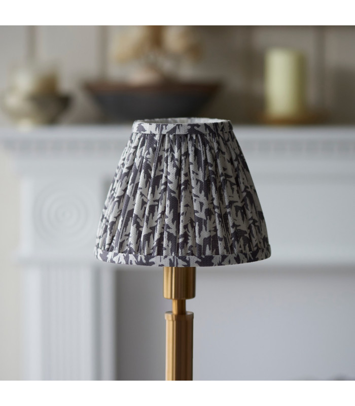 Upton Rechargeable Brushed Aged Brass Plate Table Lamp with Pearl Grey Fabric Leaf Shade 16cm Integrated LED-4