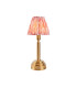 Upton Rechargeable Brushed Aged Brass Plate Table Lamp with Coral Pink Fabric Ikat Shade 16cm Integrated LED-1