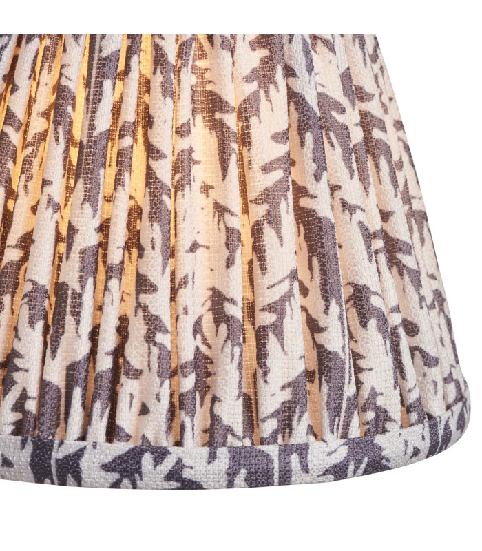 Upton Rechargeable Brushed Aged Brass Plate Table Lamp with Pearl Grey Fabric Leaf Shade 16cm Integrated LED-8