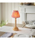 Upton Rechargeable Brushed Aged Brass Plate Table Lamp with Coral Pink Fabric Ikat Shade 16cm Integrated LED-2