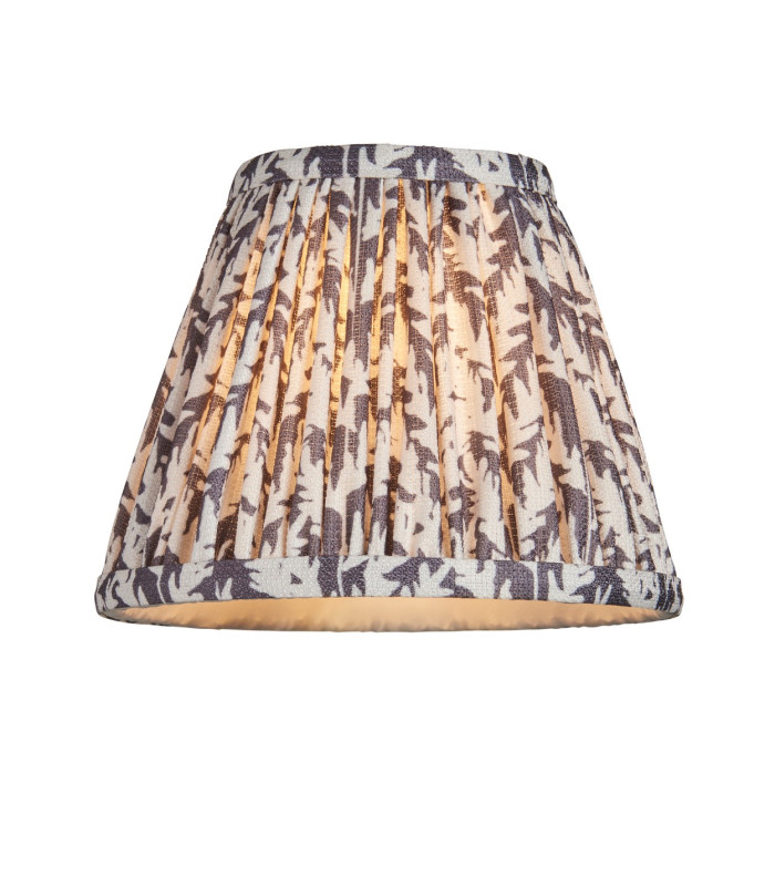 Upton Rechargeable Brushed Aged Brass Plate Table Lamp with Pearl Grey Fabric Leaf Shade 16cm Integrated LED-9