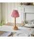 Upton Rechargeable Brushed Aged Brass Plate Table Lamp with Coral Pink Fabric Ikat Shade 16cm Integrated LED-3